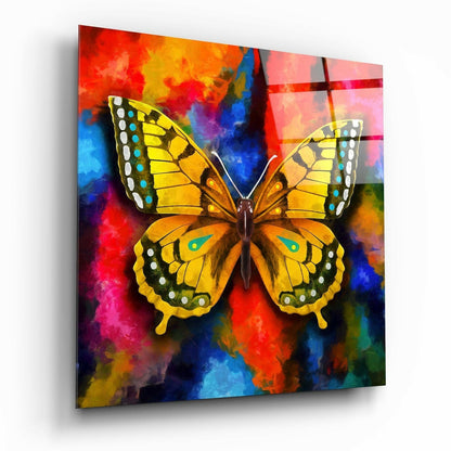 Yellow Swallowtail Butterfly Glass Wall Art