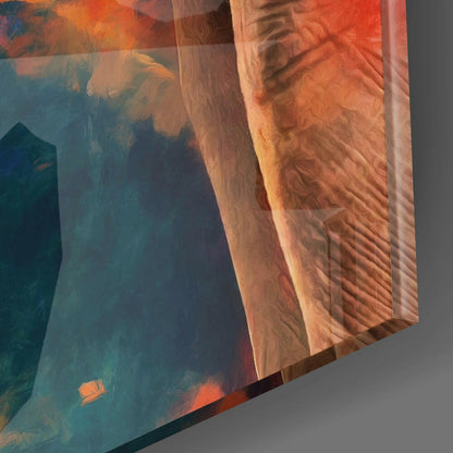 Vibrant Colorful Elephant Profile Glass Wall Art