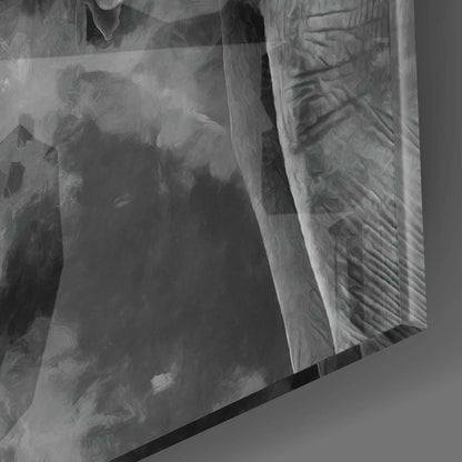 Black and White Painterly Elephant Glass Wall Art