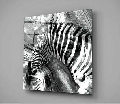Monochrome Marbled Zebra Glass Wall Art
