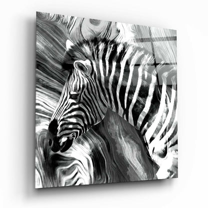 Monochrome Marbled Zebra Glass Wall Art