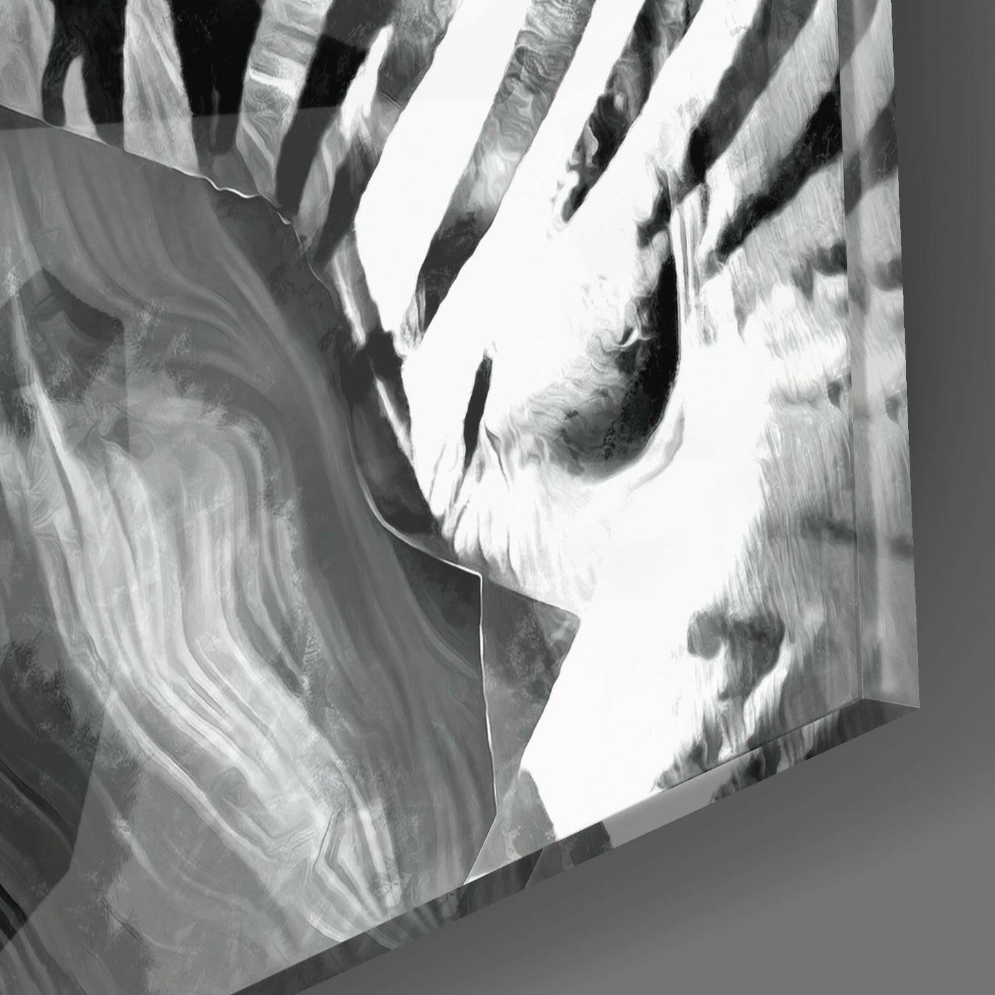 Monochrome Marbled Zebra Glass Wall Art