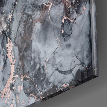 Rose Gold Veined Gray Marble Glass Wall Art