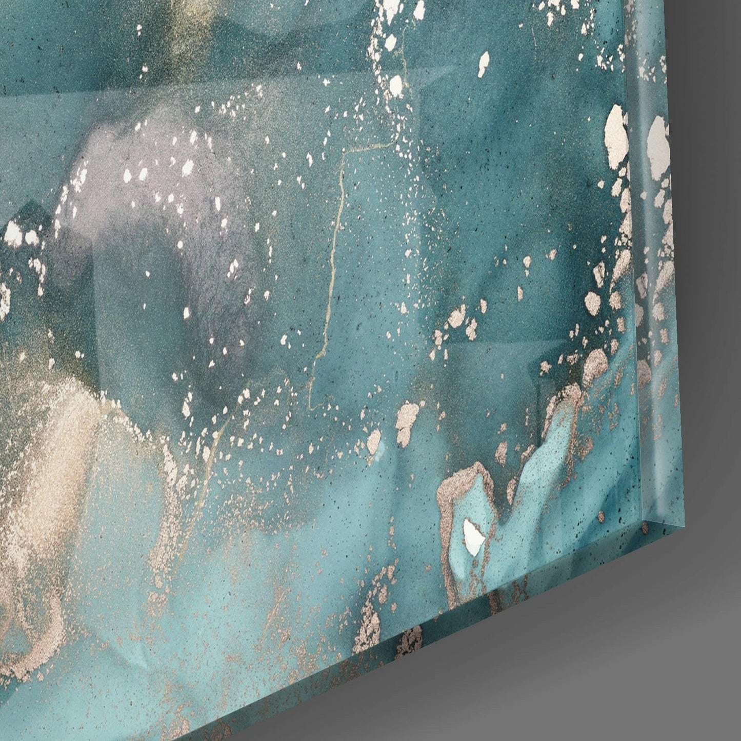 Teal Alcohol Ink Marble Glass Wall Art