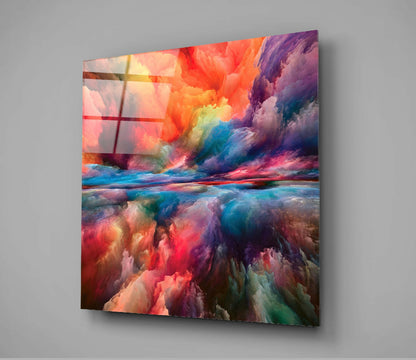 Vibrant Cloud Horizon Rainbow Glass Wall Art
