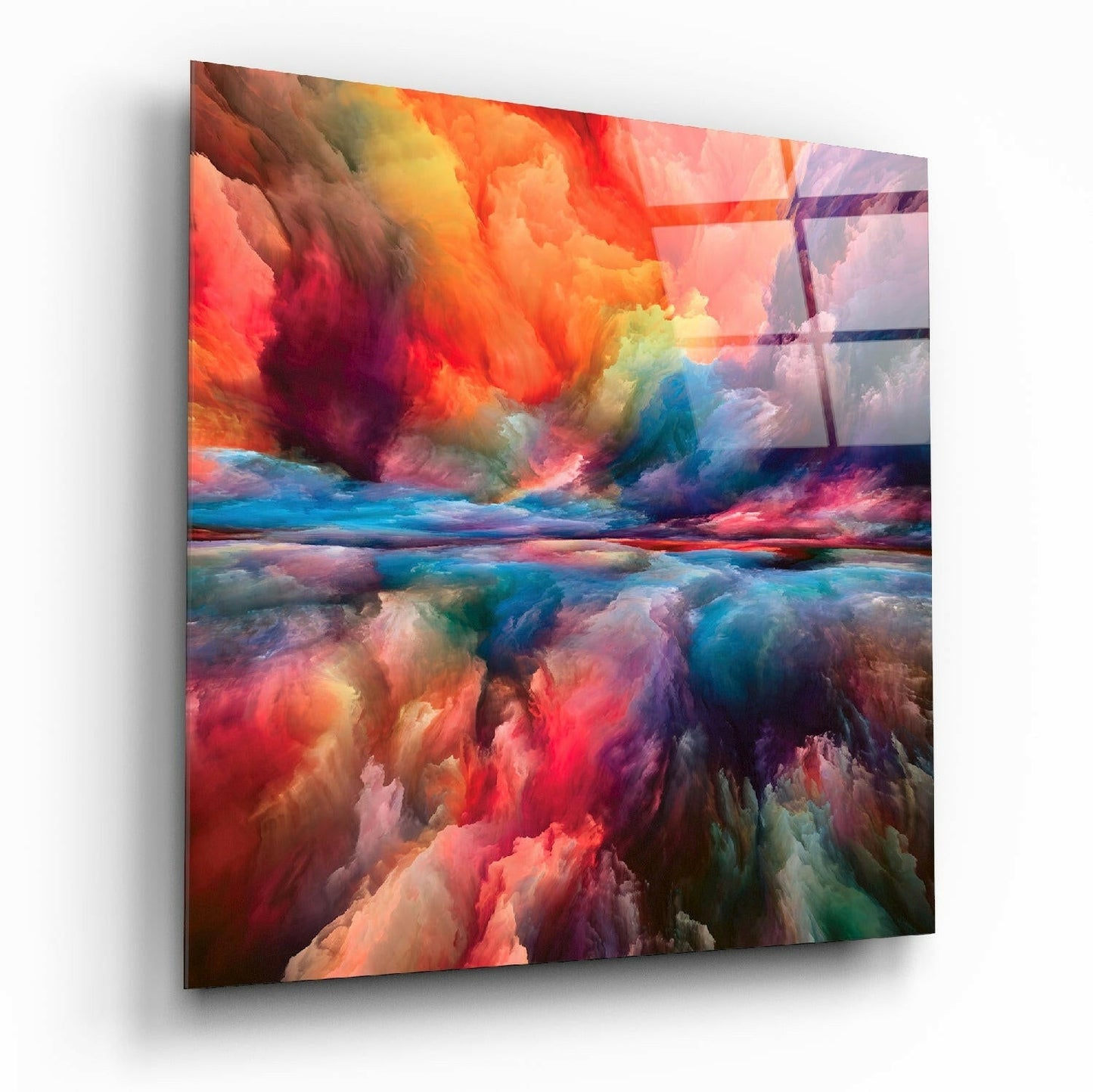 Vibrant Cloud Horizon Rainbow Glass Wall Art
