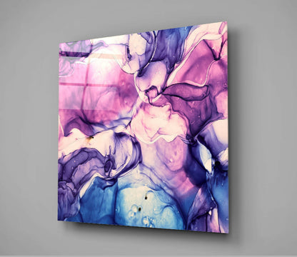 Purple Pink Ink Bloom Marble Glass Wall Art