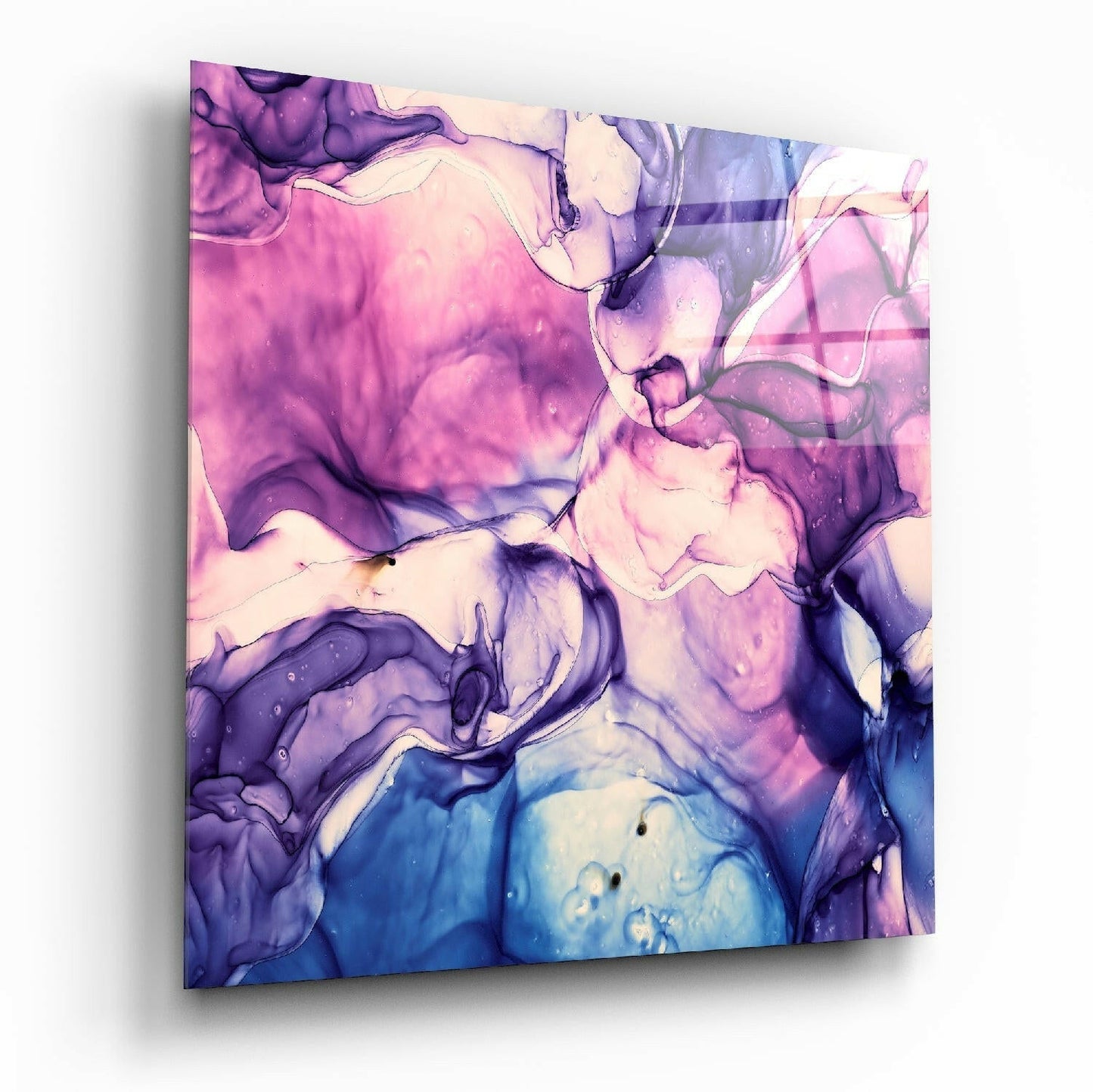 Purple Pink Ink Bloom Marble Glass Wall Art