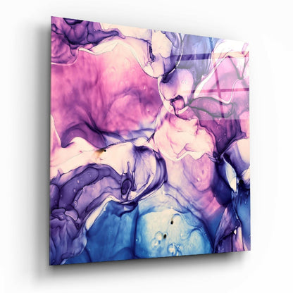 Purple Pink Ink Bloom Marble Glass Wall Art