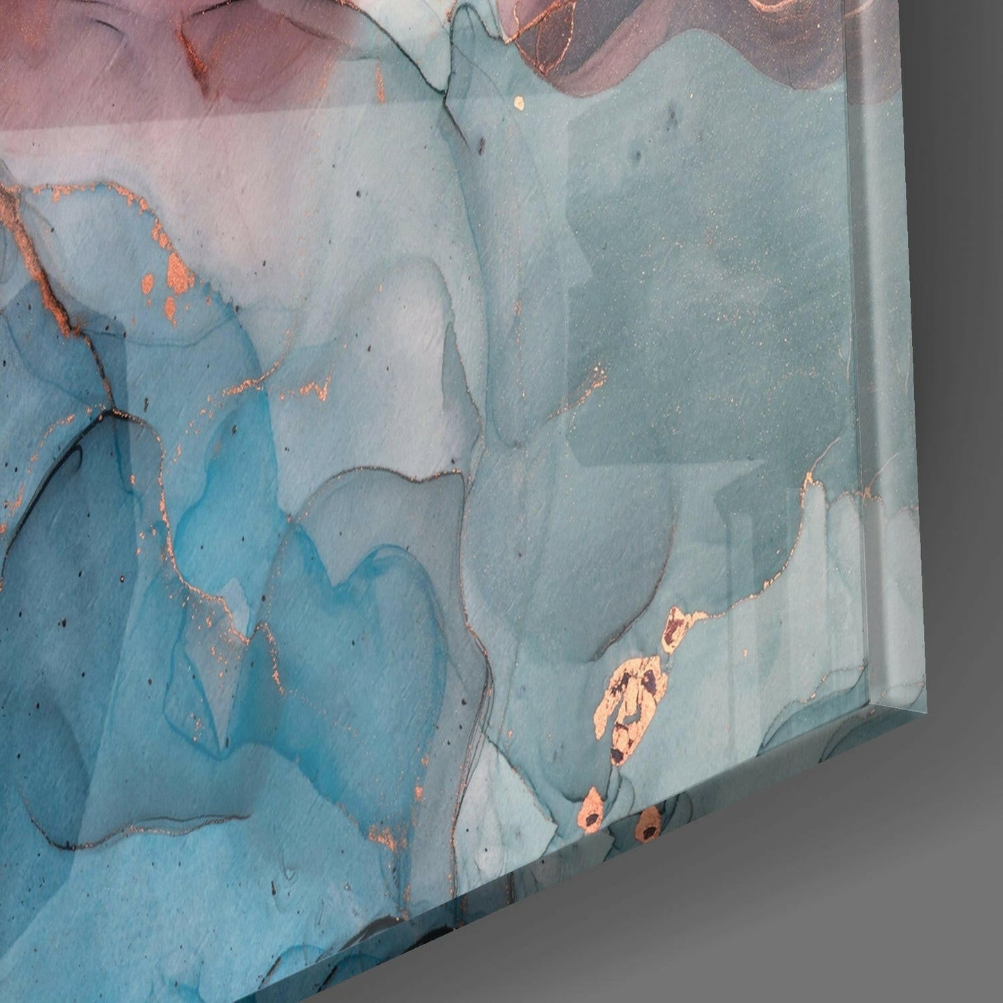 Copper Vein Rust And Teal Marble Glass Wall Art