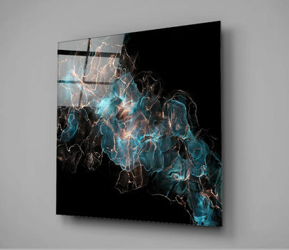 Teal Copper Smoke Marble Glass Wall Art