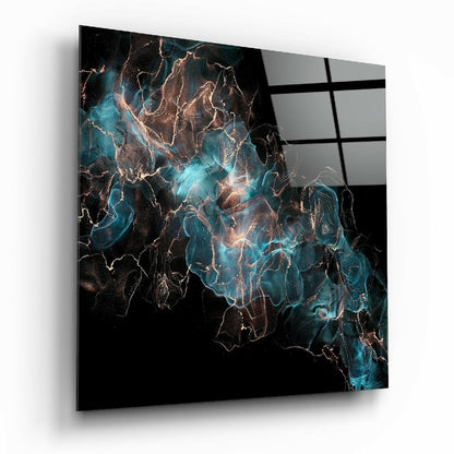 Teal Copper Smoke Marble Glass Wall Art
