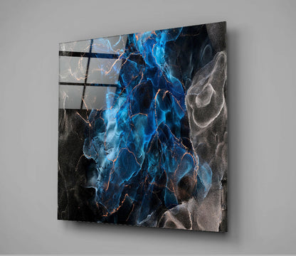 Glowing Blue Marble Core Glass Wall Art