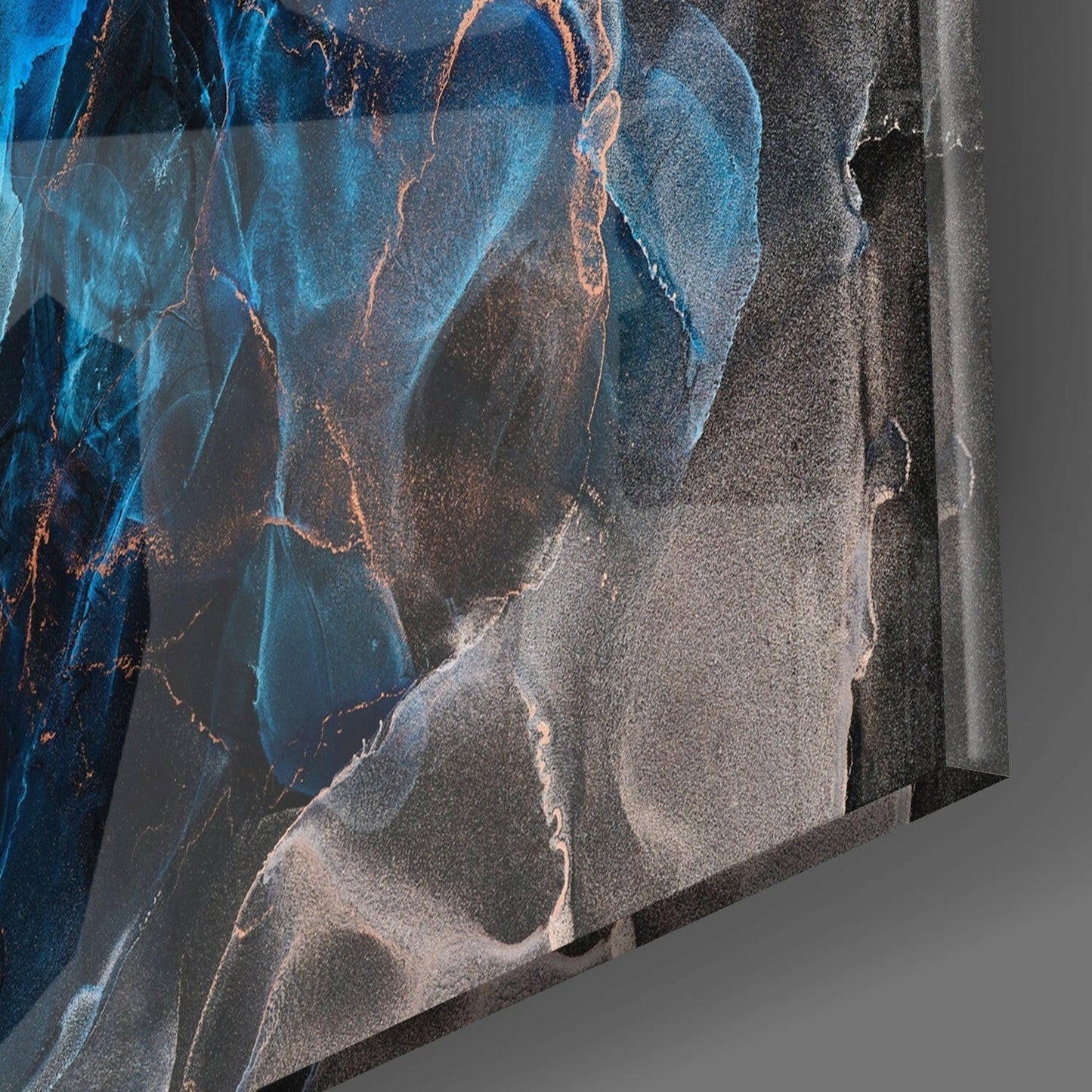 Glowing Blue Marble Core Glass Wall Art