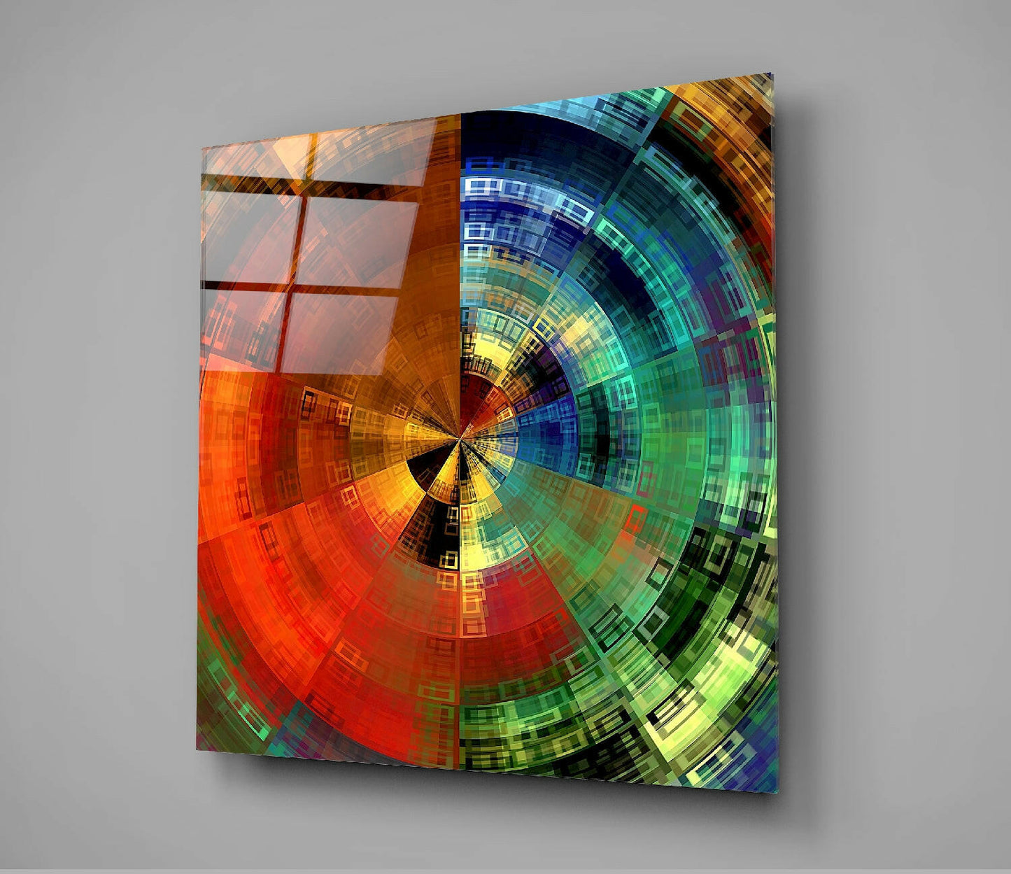 Radial Color Wheel Mosaic Glass Wall Art