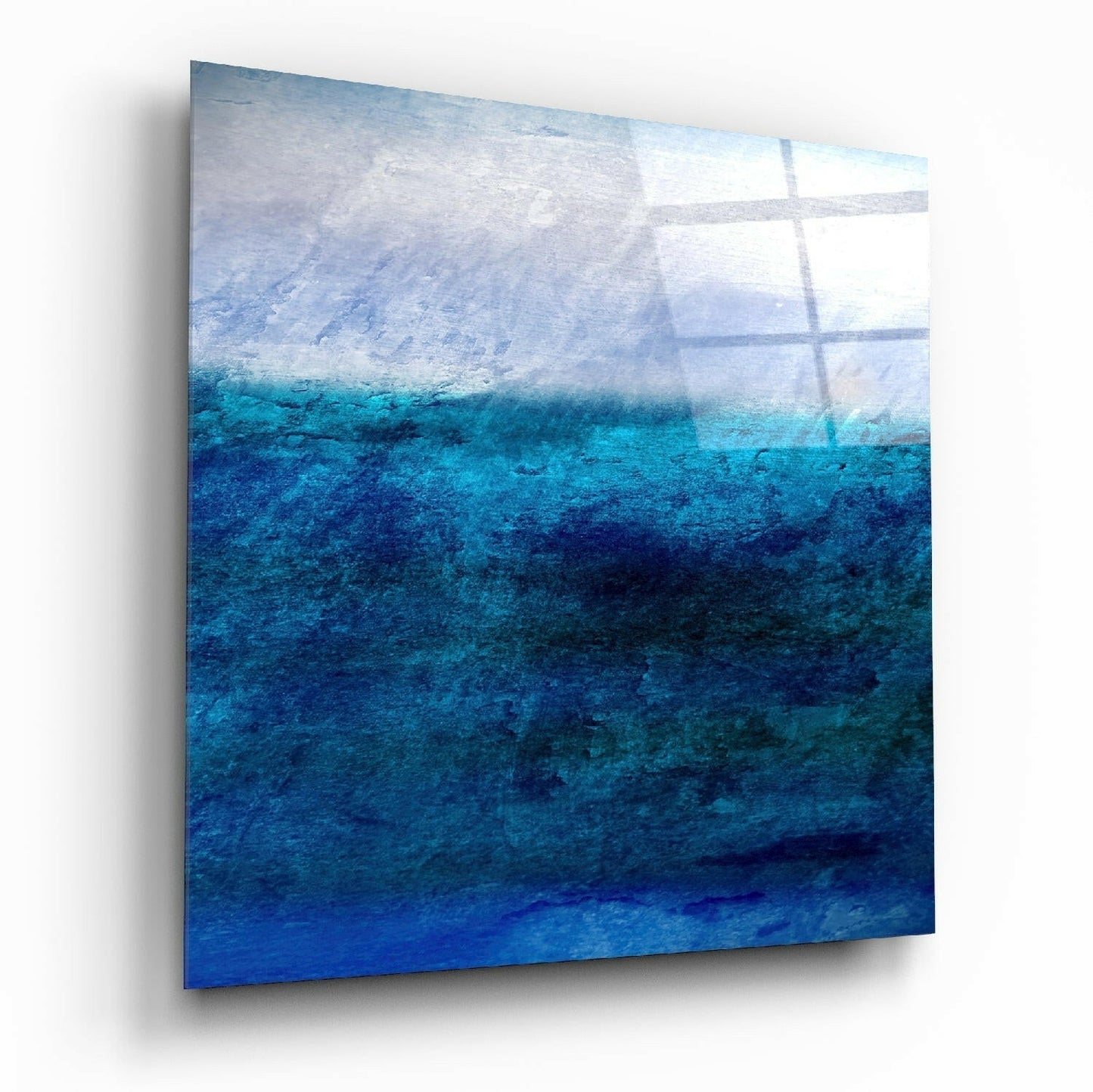 Deep Blue Ocean Wash Abstract Glass Wall Art