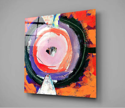 Orange And Violet Spiral Abstract Glass Wall Art