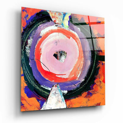 Orange And Violet Spiral Abstract Glass Wall Art