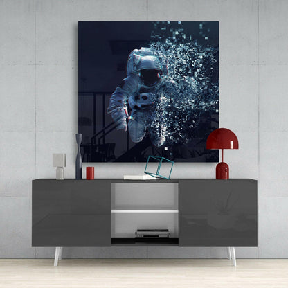Pixel Dispersion Astronaut Glass Wall Art