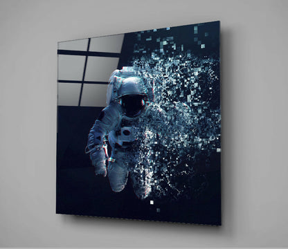 Pixel Dispersion Astronaut Glass Wall Art