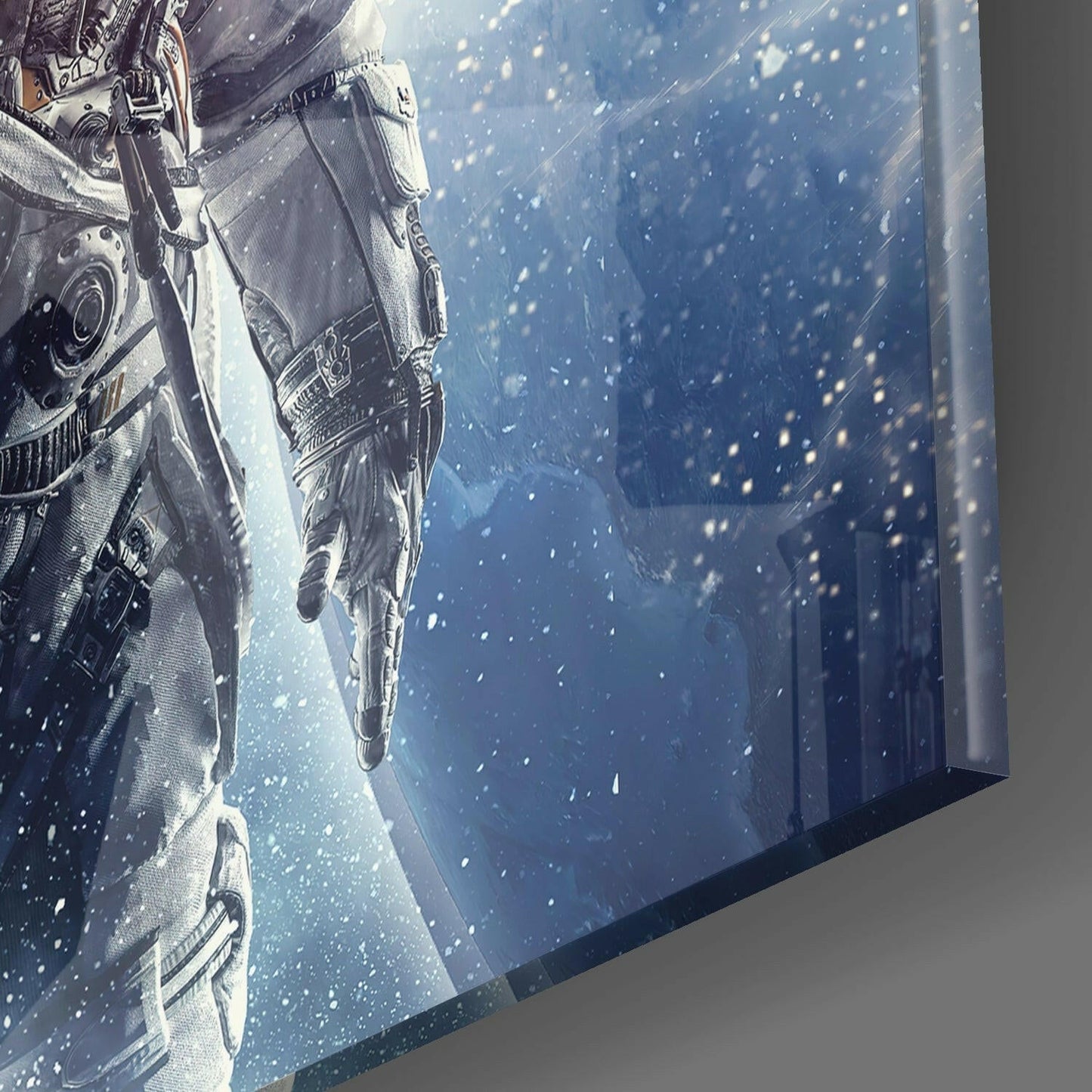 Moonlit Lens Flare Astronaut Glass Wall Art