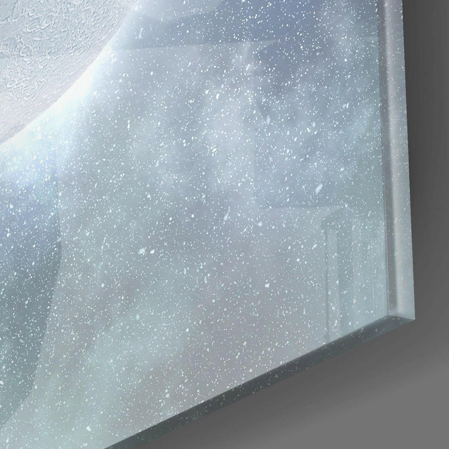 Man Flying With Balloon Cluster Moon Glass Wall Art