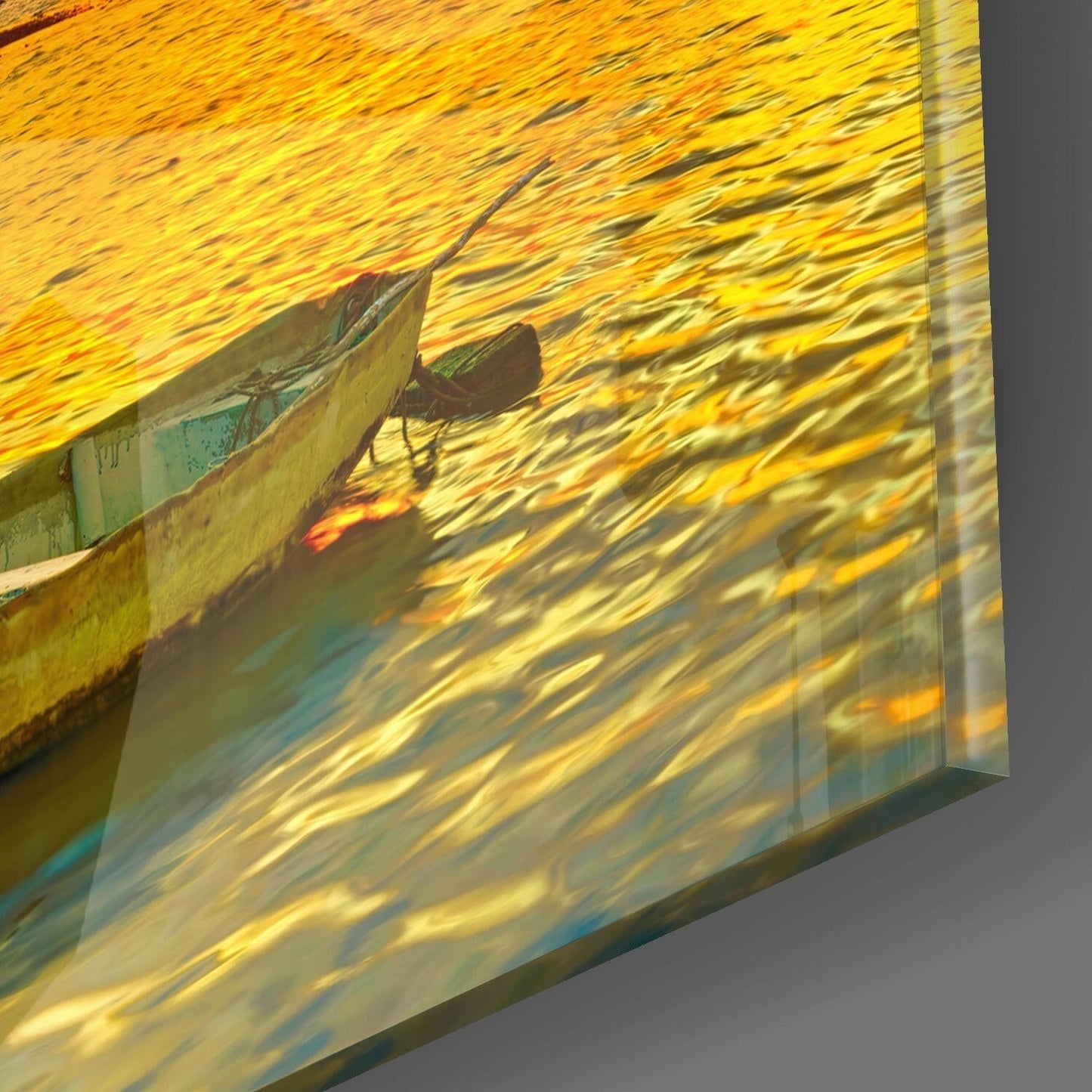 Tropical Palm Beach Sunset Glass Wall Art