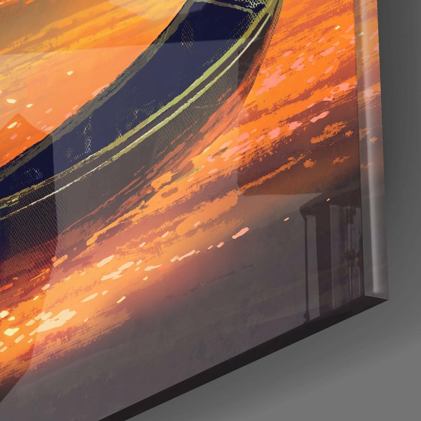 Dripping Crescent Moon Boatman Glass Wall Art