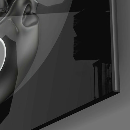 Yin Yang Skull DJ Headphones Glass Wall Art