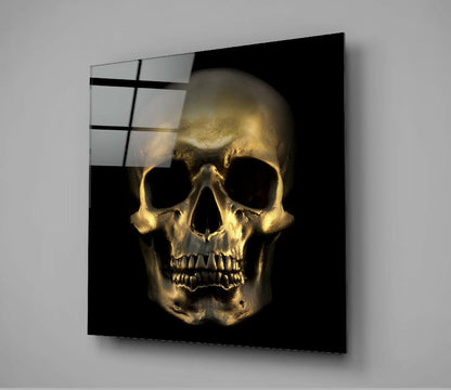 Shining Gold Skull Glass Wall Art