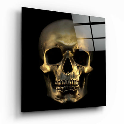 Shining Gold Skull Glass Wall Art