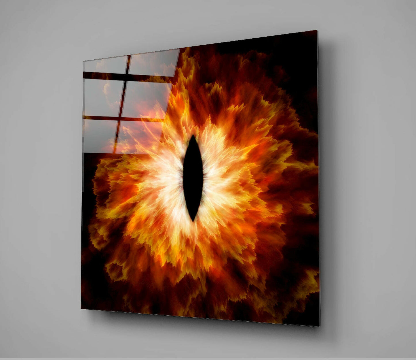 Fiery Flame Burst Eye Glass Wall Art