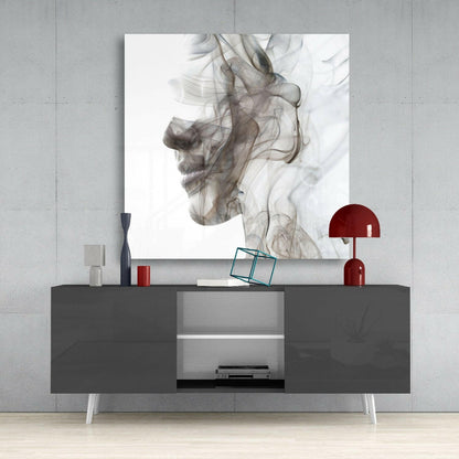 Smoke Silhouette Woman Profile Glass Wall Art