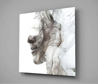 Smoke Silhouette Woman Profile Glass Wall Art