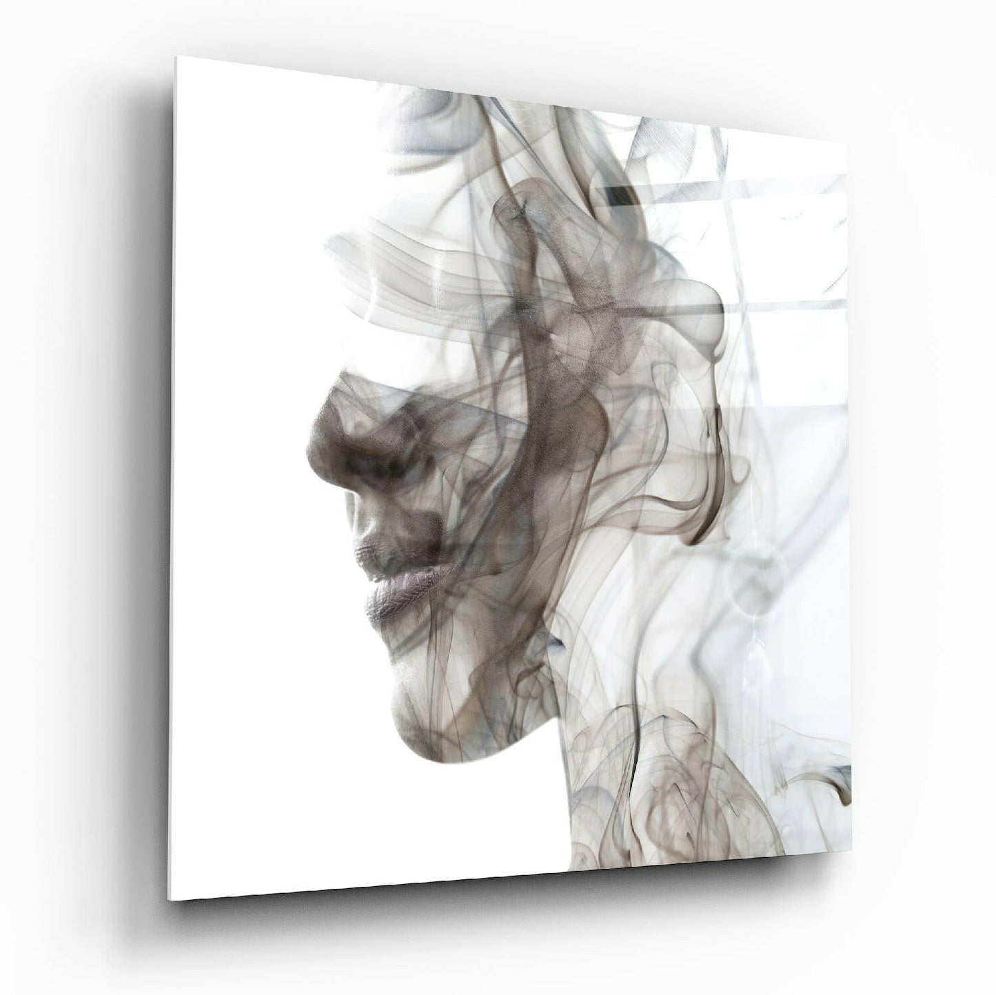 Smoke Silhouette Woman Profile Glass Wall Art