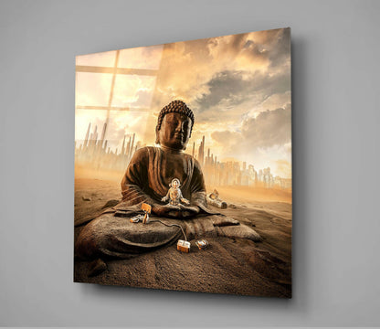 Desert Meditation Buddha Glass Wall Art