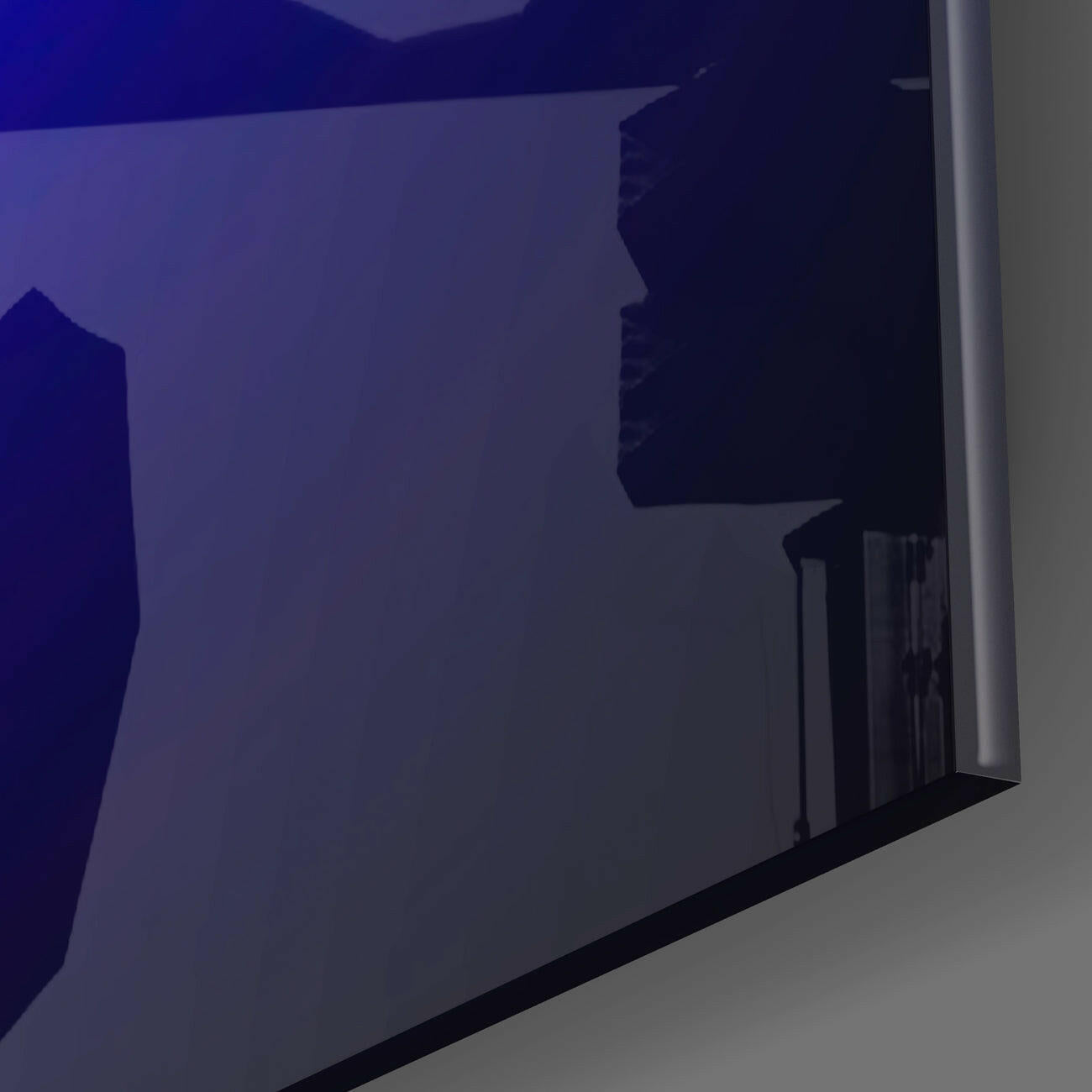 Pink Blue Neon Triangle Figure Glass Wall Art