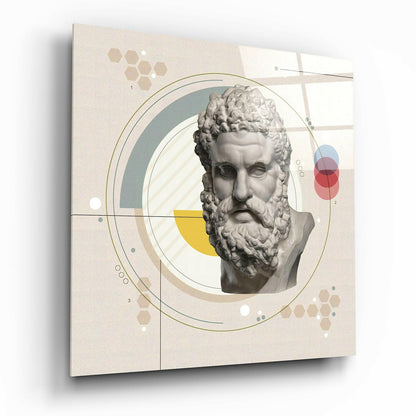 Bauhaus Circle Bearded Statue Bust Glass Wall Art