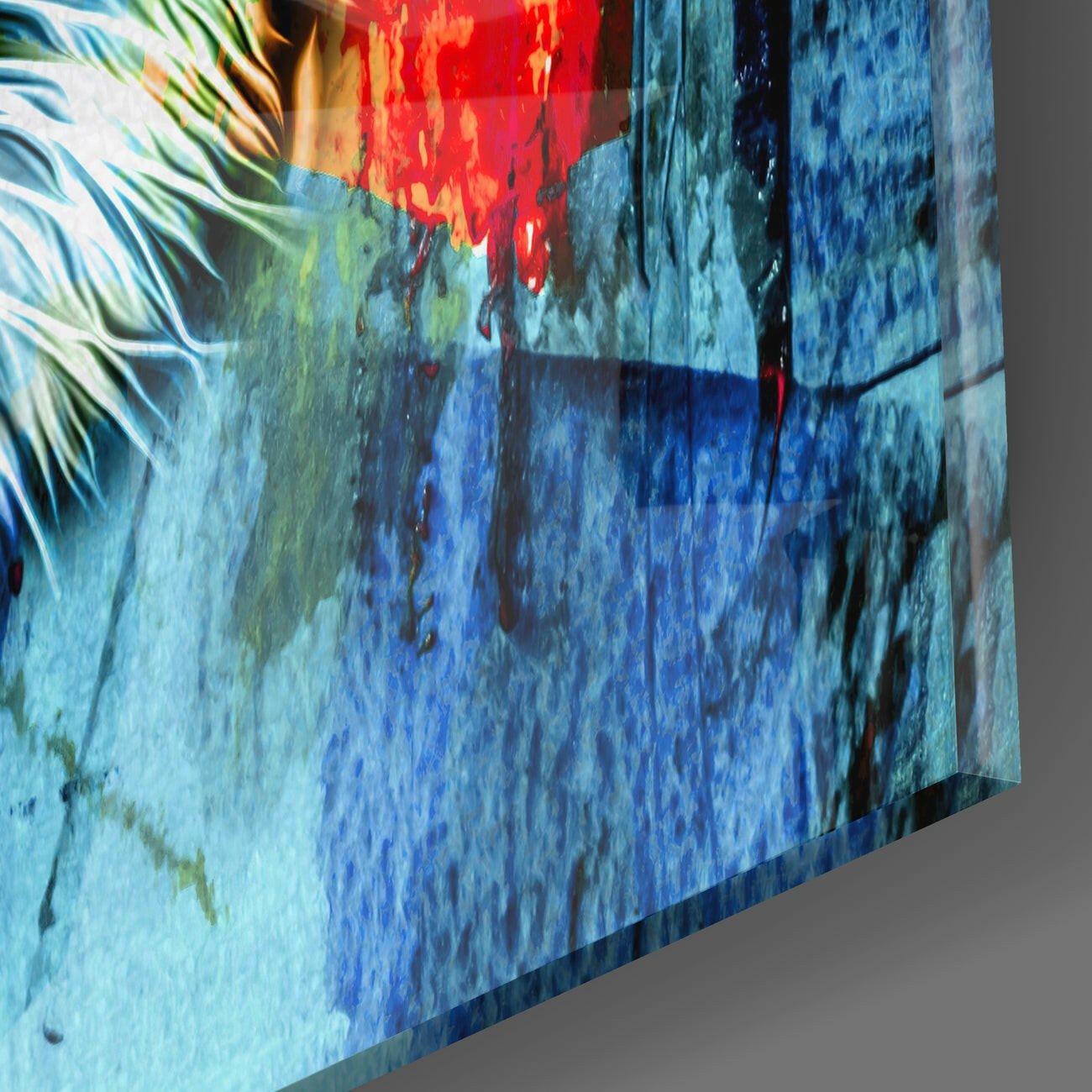 Split Color Tiger Face Glass Wall Art