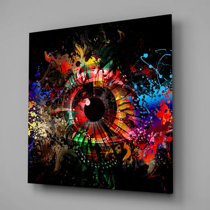 Psychedelic Eye Color Burst Glass Wall Art