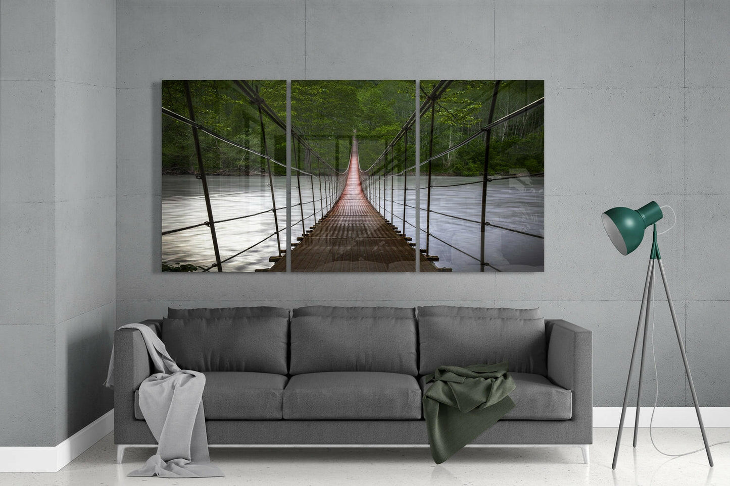 Forest Suspension Footbridge View Glass Wall Art