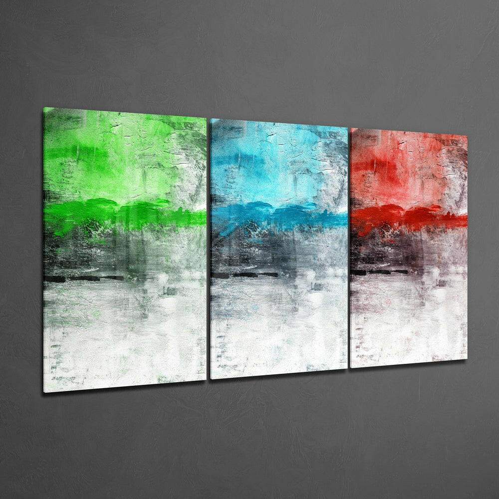 Green Blue Red Textured Abstract Glass Wall Art