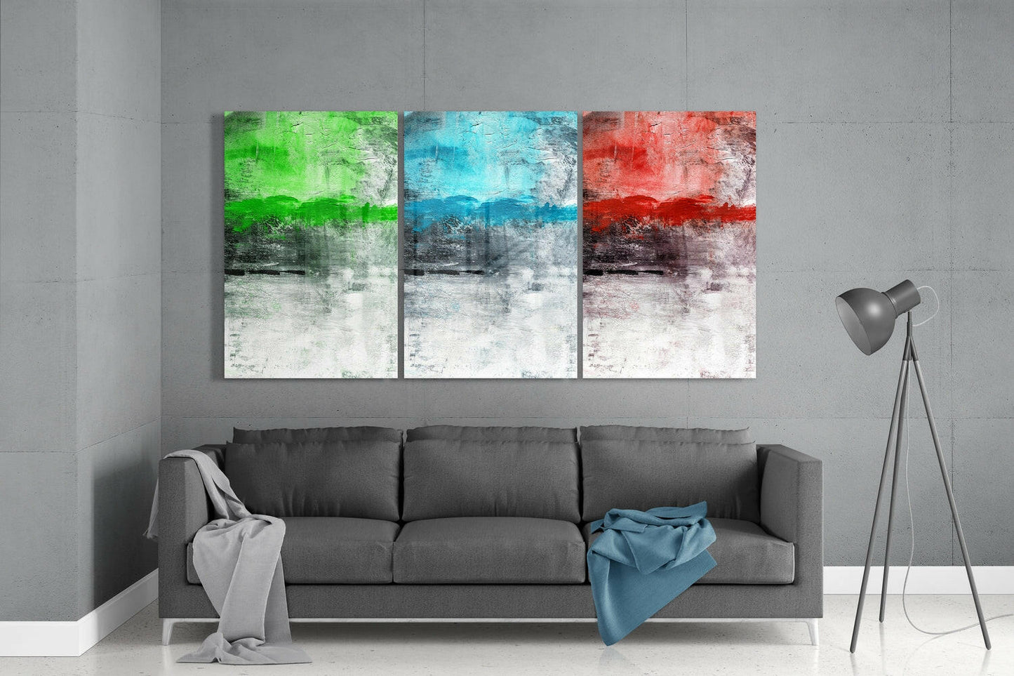 Green Blue Red Textured Abstract Glass Wall Art