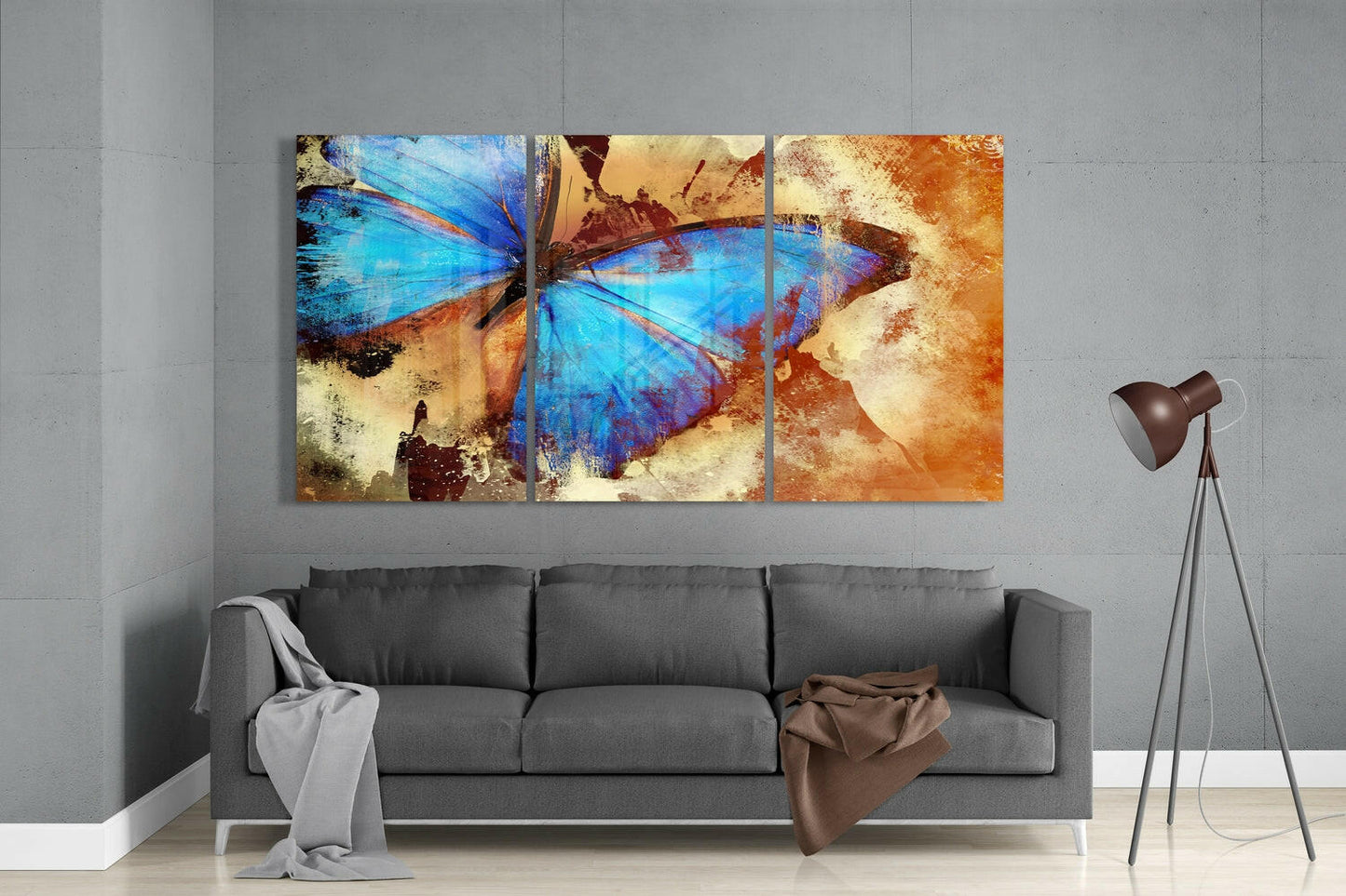 Blue Morpho Vintage Butterfly Glass Wall Art