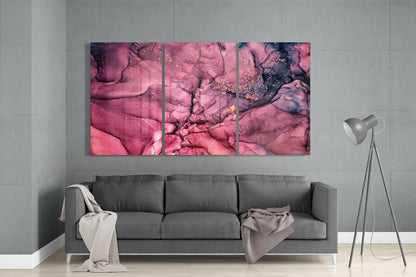 Rose Plum Ink Marble Swirl Glass Wall Art