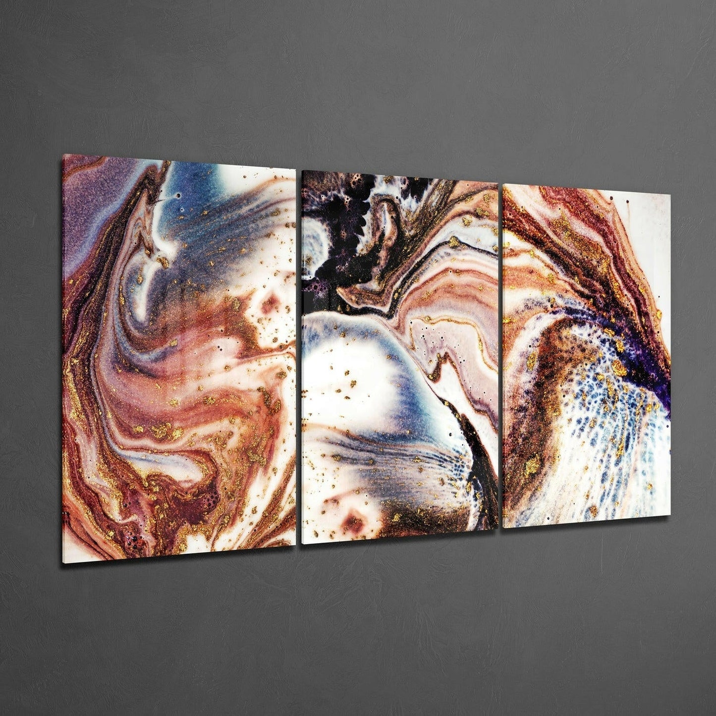 Beige Gold Marble Swirl Glass Wall Art