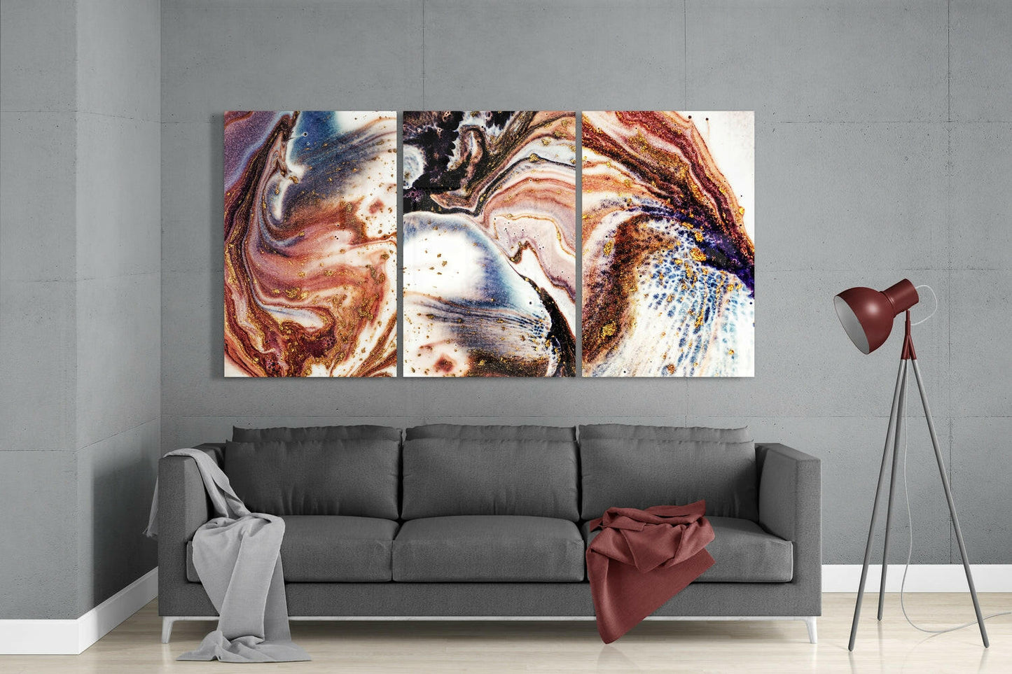 Beige Gold Marble Swirl Glass Wall Art