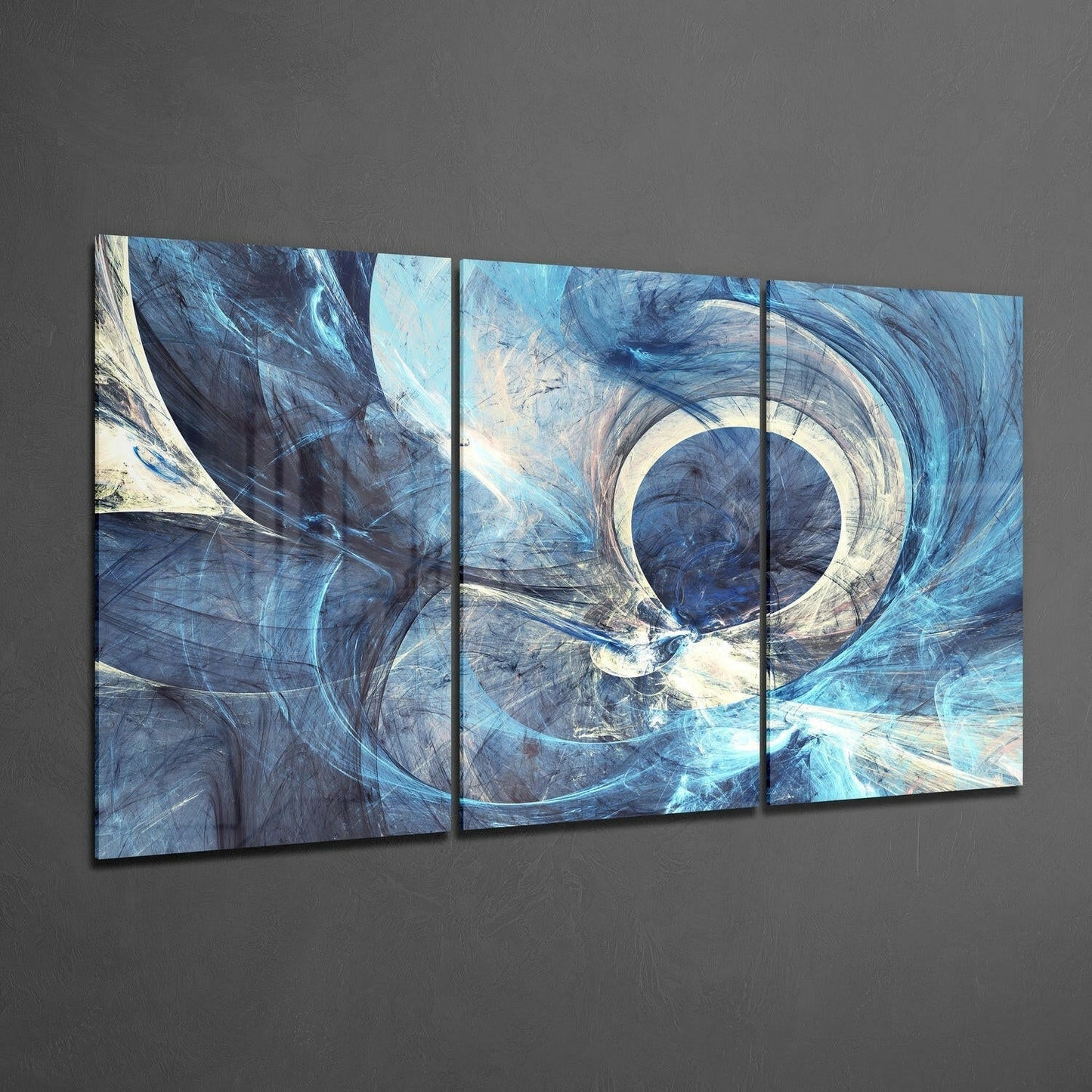 Blue Swirl Abstract Fractal Glass Wall Art