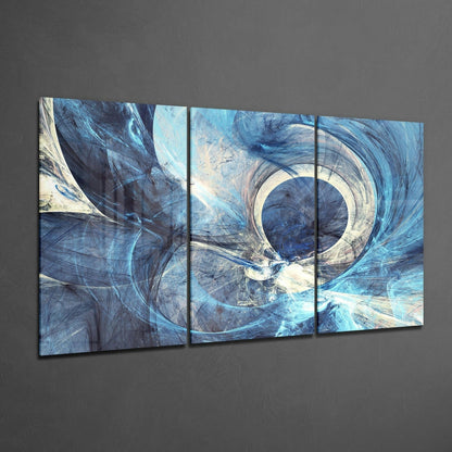 Blue Swirl Abstract Fractal Glass Wall Art