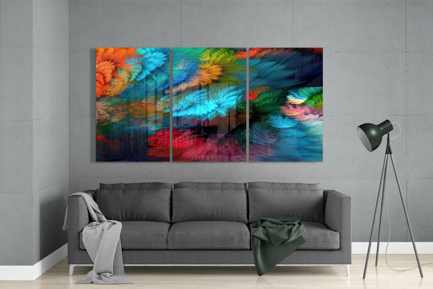 Feathered Color Clouds Glass Wall Art